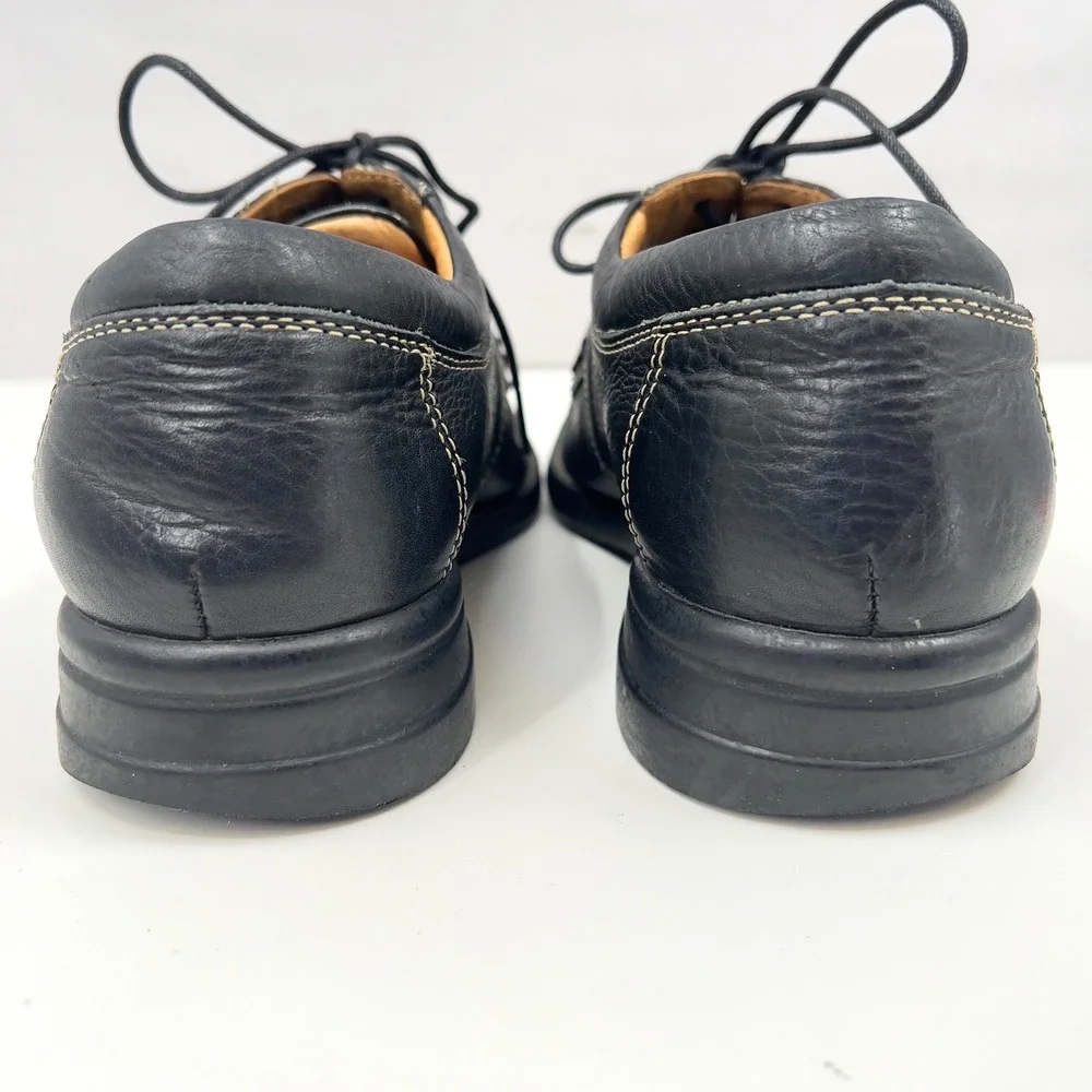 Johnston & Murphy Mens Shuler Bicycle Toe Oxford Black Pebbled Leather Size 8 M